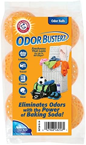 Arm & Hammer OdorBusterz® Odor Eliminator Balls, Clean Burst, 6 Count – Baking Soda Odor Control for Closets, Drawers, Hampers & Small Spaces by ARMHAMMER