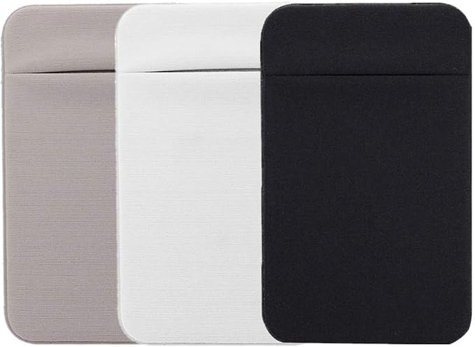 Slim Credit Card Holder for Back of Cell Phone, Stretchy Ultra Lycra 3M Self Adhesive Phone Pocket Stick On Wallet for ID Credit Card Pocket for iPhone Android Galaxy (Gray+White+Black) by Kbinter