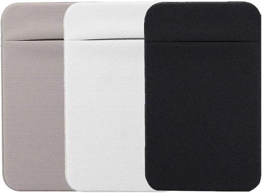 Slim Credit Card Holder for Back of Cell Phone, Stretchy Ultra Lycra 3M Self Adhesive Phone Pocket Stick On Wallet for ID Credit Card Pocket for iPhone Android Galaxy (Gray+White+Black) by Kbinter