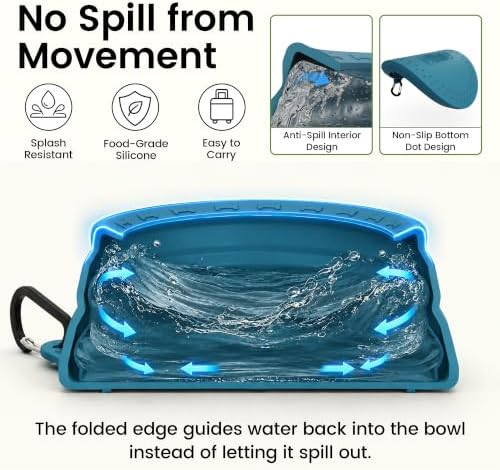 OHMO Spill Proof Collapsible Dog Bowl, 34oz Portable Dog Water Bowl - Image 2