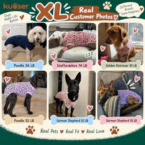 Kuoser Dog Recovery Suit, Female Male Spay Neuter Surgery Suit, Printed, XL - Image 5