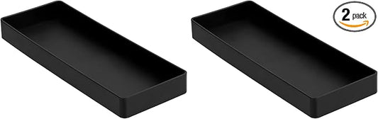Amazon Basics Rectangular Plastic Desk Organizer, Half Accessory Tray for Office Supplies and Workspace Organization, 9.4" x 3.3" x 1", Black (Pack of 2) by AmazonBasics