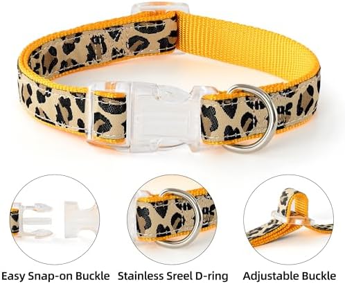 Mile High Life Leopard Dog Harness Collar Leash Set, Adjustable No Pull Dog Halter Harness for Small Breed Dogs, Easy Control for Training Walking (Yellow, S Chest 11"-18", Neck 10"-14") - Image 4