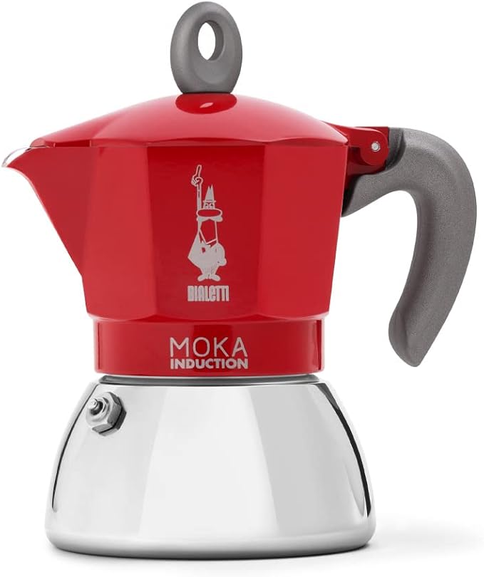 Bialetti - Moka Induction, Moka Pot, Suitable for all Types of Hobs, 4 Cups Espresso (5.7 Oz), Red by Bialetti