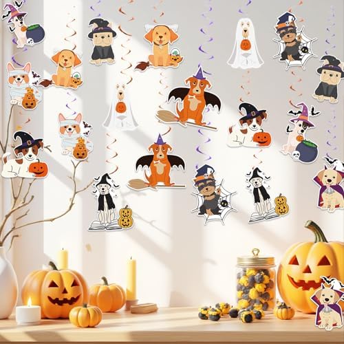 Halloween Dog Party Decorations Dog Ghost Hanging Swirl Ceiling Decor for Halloween Pet Party, Puppy Ghost Hanging Decoration for Indoor Home Room Supplies - Image 5