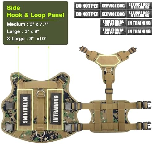 WINSEE Service Dog Vest Harness for Large Dog, Tactical Working MOLLE Vest with 10 Pet Patches, No Pull Heavy Duty Harness for Training Walking - Image 5