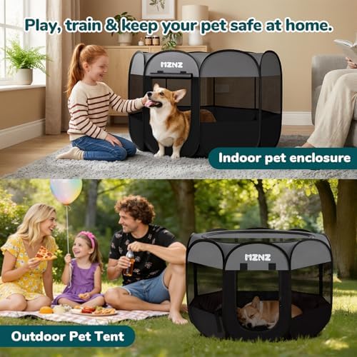 Dog Cat Small Animal Puppy Playpen Crate, Medium, Dark Grey - Image 5