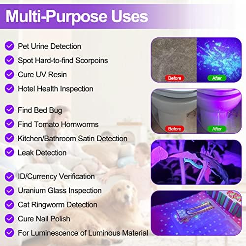 Vansky Black Light UV Flashlight, Upgraded 51 LED 395nm Blacklight Pet Urine Detector for Dog/Cat Urine, Dry Stains, Bed Bug, Matching with Pet Odor Eliminator(Batteries are Included) - Image 2
