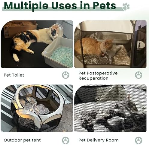 Love's cabin Pet Puppy Dog Playpen, Large Dog Tent Crates Cage Indoor/Outdoor, Portable Playpen for Cat, Foldable Pop Up Dog Kennel Playpen with Carring Case, Removable Zipper Top, Dark Grey - Image 4