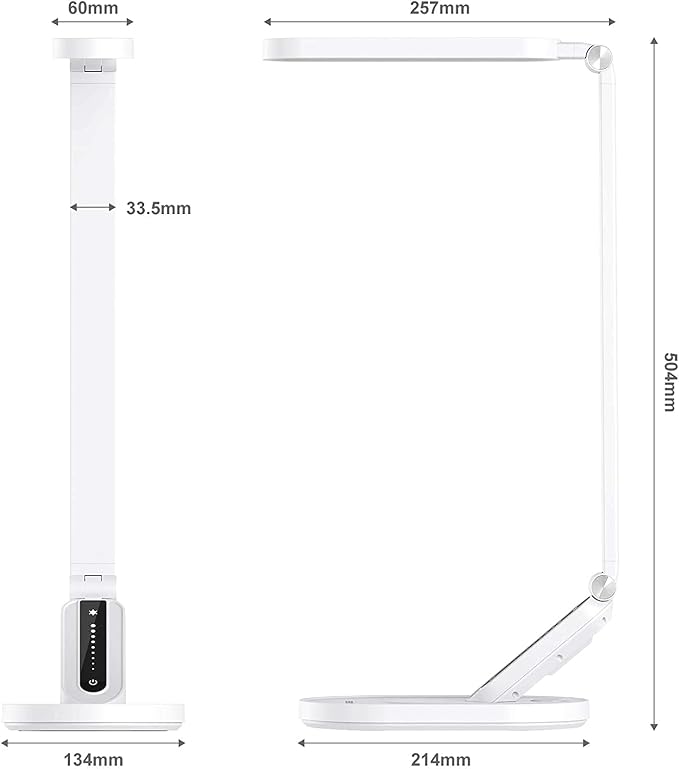 JKSWT Desk Lamp, for Eye Care, Dimmable Table Lamp with 5 Colour Modes, 72 LEDs with USB Charging Port, Touch Control and Memory Function, Office Lamp - Image 5