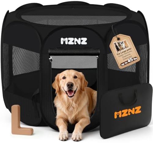 Dog Cat Small Animal Puppy Playpen Crate, Large, Whole Black by MZNZ