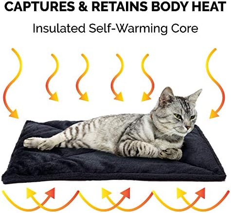 Furhaven ThermaNAP Self-Warming Cat Bed for Indoor Cats & Small Dogs, Washable & Reflects Body Heat - Quilted Faux Fur Reflective Bed Mat - Black, Small (Pack of 2) - Image 4