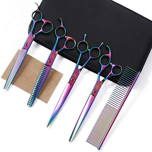 Moontay 8" Professional Dog Grooming Scissors Set of 5 with Pet Comb & Bag by Moontay