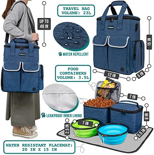 PetAmi Dog Travel Bag Organizer, Pet Supplies Diaper Tote, Navy Blue - Image 2