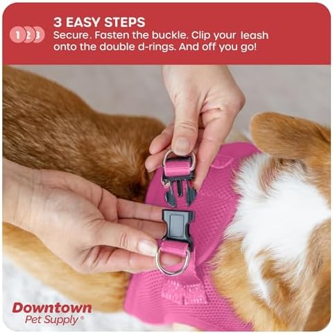 Downtown Pet Supply Step-in Dog Harness – No Pull, Adjustable Padded Mesh with Reflective Trim, Secure Buckle Strap – Comfortable & Breathable Small Dog Harness, Large, Pink - Image 5