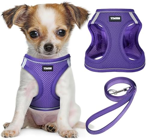No Pull Dog Puppy Harness and Leash Set Reflective Mesh Vest XX-Small by YIMEIS