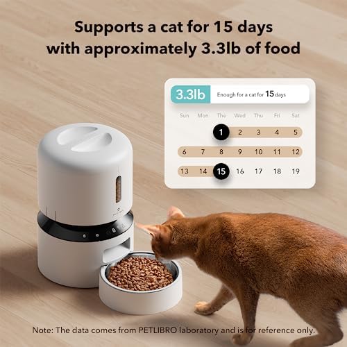 PETLIBRO Automatic Cat Feeder, 5G WiFi Automatic Pet Feeder with Freshness Preservation, 3L Timed Cat Feeders for Dry Food, Up to 48 Portions 10 Meals Per Day, Granary Pet Feeder for Cat/Dog, White - Image 3