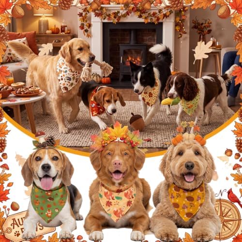 Weewooday 50 Pcs Fall Dog Bandanas Bulk for Autumn Soft Bibs Adjustable - Image 2