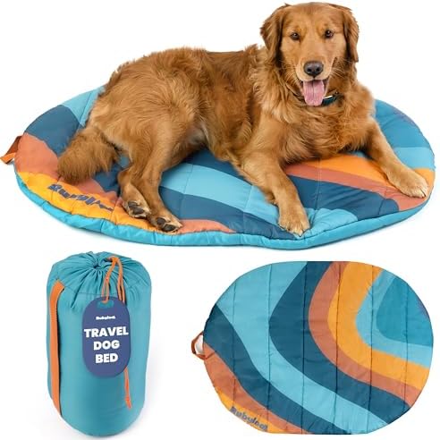 Travel Dog Bed, 42x30in, Foldable & Packable with Carry Bag, Teal by Rubyloo