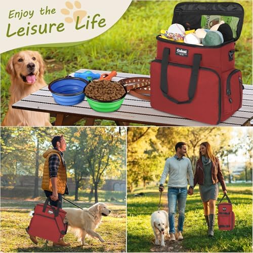 Dog Travel Bag Airline Approved–Pet Travel Tote with Collapsible Bowls,Food Containers & Feeding Mat–Multi-Pocket Organizer for Dogs & Cats, Durable & Water-Resistant for Hiking,Trips,Outdoors - Image 3