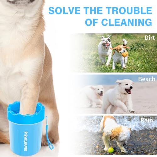 Professional 7 in 1 Dog Paw Cleaner for Dogs & Cats - Includes 1 Portable Paw Washer, 1 Bath Brush, 2 Dog Toothbrushes and 3 Absorbent Towels Note: Fits Paws up to 2 Inches Wide (Small, Blue) - Image 3