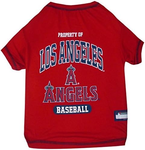MLB Los Angeles Angels Dog T-Shirt Large. - Licensed Shirt for Pets Team Colored with Team Logos- Premium Stretchable Materials for The Comfort of Your Dog & Cat by PETSFIRST