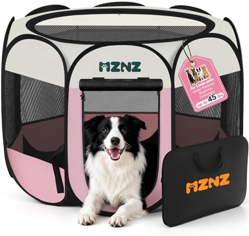Dog Cat Small Animal Puppy Playpen Crate, Large, Pink by MZNZ