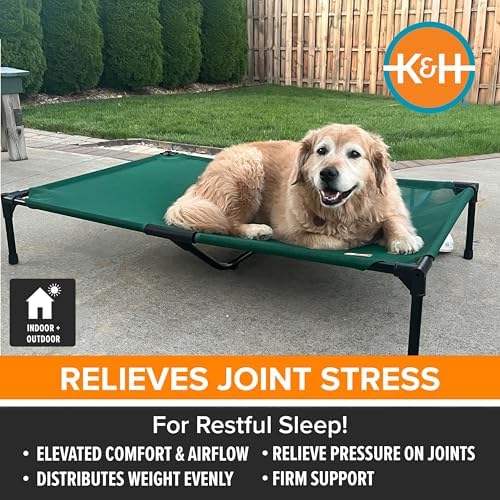 K&H Outdoor Elevated Dog Bed for Medium & Large Pets, Green, 42x30in - Image 3