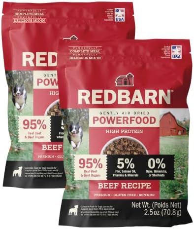 Redbarn Air Dried Powerfood High Protein Beef Recipe, Made in USA, 2.5 oz (Pack of 2) by Redbarn