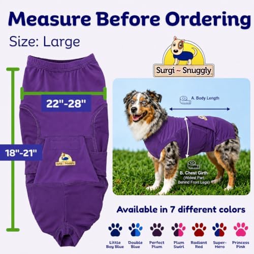 Surgi Snuggly Dog Surgery Recovery Suit, Cone Alternative, Spay/Neuter L - Image 6