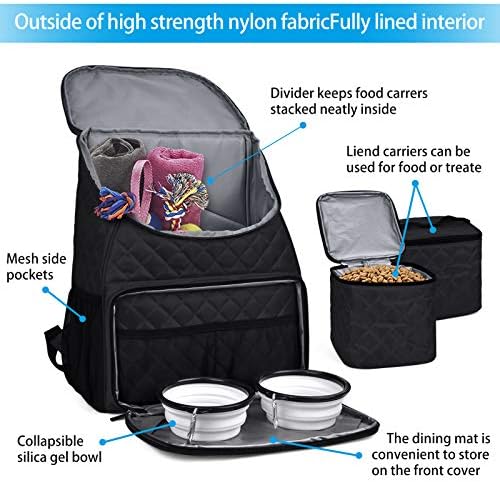 BAGLHER Dog Travel Bag, Airline Approved Pet Supplies Backpack, Dog Travel Backpack with 2 Silicone Collapsible Bowls and 2 Food Baskets, Black - Image 4