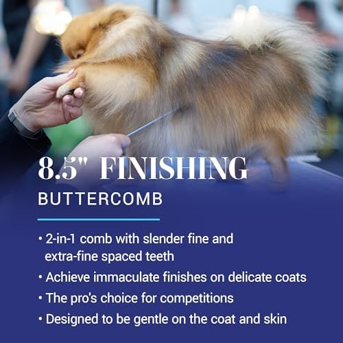 Chris Christensen 504 8.5 in. Fine/Coarse Greyhound-Style Butter Comb, Groom Like a Professional, Rounded Corners Prevent Friction and Breakage, Solid Brass Spin with Steel Teeth, Chrome Finish. - Image 2