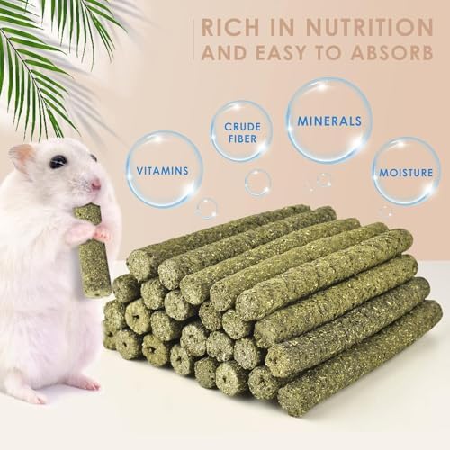 Grddaef 45Pcs Rabbit Toys, 300g Natural Timothy Grass Molar Teeth Stick Chew Toys for Chinchilla Rabbit Bunny Guinea Pig Treats - Image 2