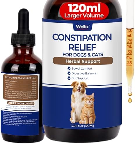 Wellix 4oz Liquid Cat & Dog Constipation Relief for Gas and Tummy by Wellix
