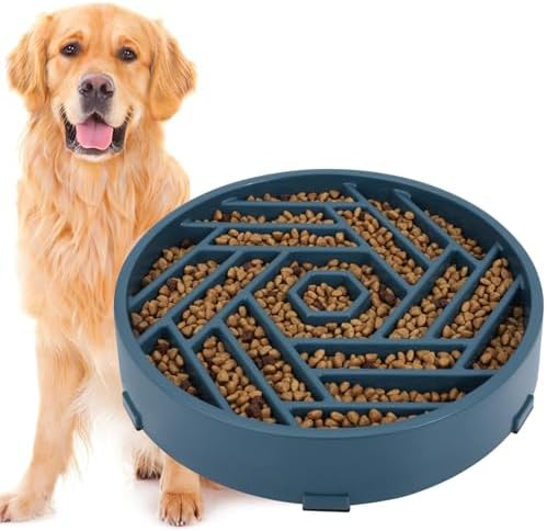 TOBYTO Slow Feeder Dog Bowls Large Medium Breed,Anti-Choking Slow Eating Dog Food Bowl,Non Slip Pet Slower Food Feeding Bowls Large Puzzle Slow Feeder Bloat Stop Maze Dog Dishes,Dark Blue by TOBYTO