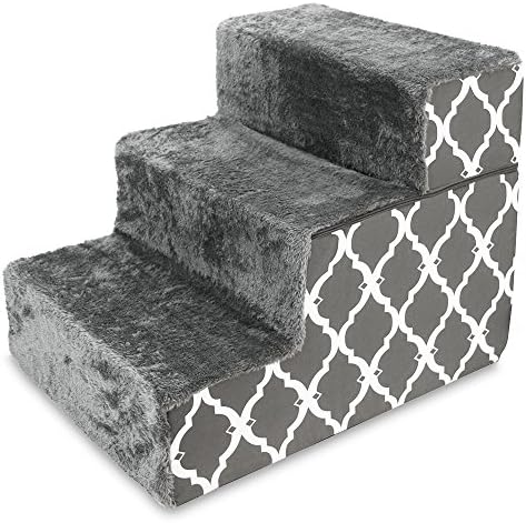 Best Pet Supplies Dog Stairs & Steps - Foam Steps for Small Dogs & Cats, Non-Slip Indoor Balanced Pet Step Support, Dog Ramp, No Assembly, Foldable Stair, 3-Step by BestPetSuppliesLLC