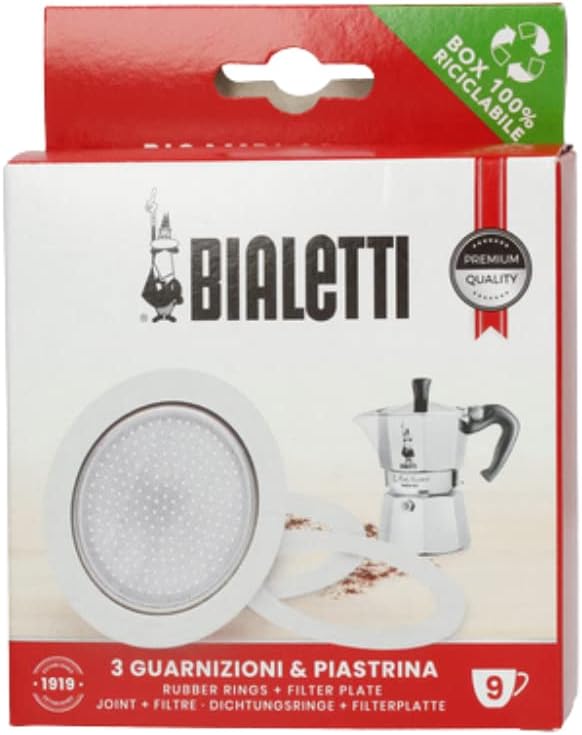 Bialetti BIA640310 Pack of 3 Gaskets + 1 Plate, Tz.9, Stainless Steel by Bialetti