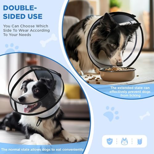 Dog Cone Collar for Surgery Recovery,Adjustable Transparent Pet Recovery Collar for Large Medium Small Dogs & Cats, Protective Elizabethan E-Collar for Wound Healing, Anti-Lick & Bite-M - Image 4
