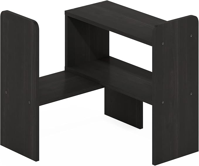 Furinno Classic Desktop Organizer Storage Rack Adjustable Free Style Rotation Display Bookshelf, Espresso 6.7D x 23.7W x 15.67H in - Image 8