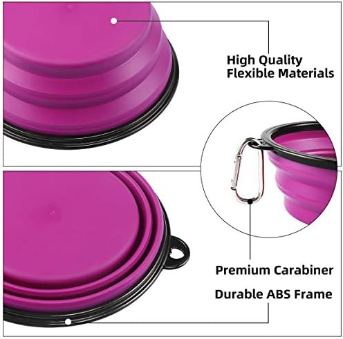 Kytely Large Collapsible Dog Bowls 2 Pack, 34oz Foldable Dog Travel Bowl, Portable Pet Water Food Bowl with Clasp, Pet Cat Feeding Cup Dish for Traveling, Walking, Hiking (Green+Purple) - Image 6