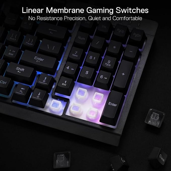 Redragon K515 Shiva Wired RGB Membrane Gaming Keyboard, 98 Keys Mechanical-Feel Keyboard w/Smooth Linear Switch, On-Board Macro & Dedicated Multimedia Keys, Detachable Wrist Rest, Software Supported - Image 4