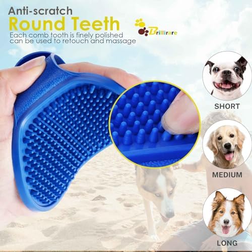 4 Pack Dog Grooming Brush, Premium Soft Silicone Pet Bath Brushes with Adjustable Handle, Shampoo Soothing Comb for Wet Dry Long Short Haired Dogs & Cats Massaging, Deshedding - Image 5