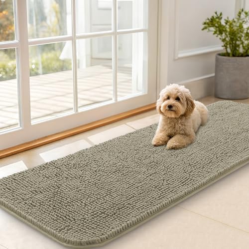 OLANLY Dog Door Mat for Muddy Paws 59x20, Super Absorbent Chenille Mud Mat by OLANLY