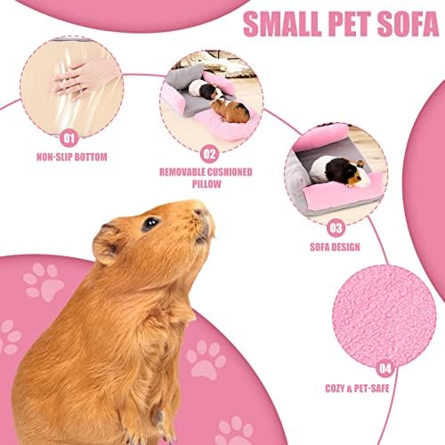 Guinea Pig Couch - Guinea Pig Sofa, Removable Cushioned Pillow, Stuffed Arms and Back, Super Cozy, Ideal Bed for Small Pets - Image 3