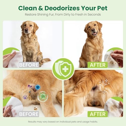 Pet Wipes for Dogs & Cats, Extra Moist & Thick Grooming Puppy Wipes with 100 Fresh Counts, Aloe Vera/Nature - Image 5