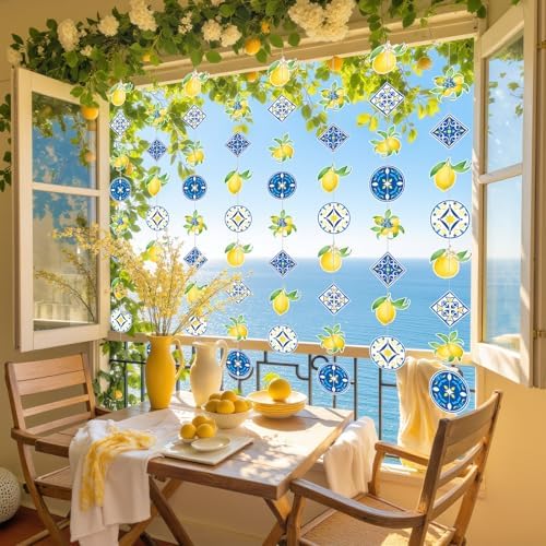 Capri Lemon Tile Banner Decorations Mediterranean Blue Yellow Amalfi Coast Party Decor for Italian Summer Wedding, Birthday, Bachelorette, Bridal Shower, Fiesta Supplies - Image 4