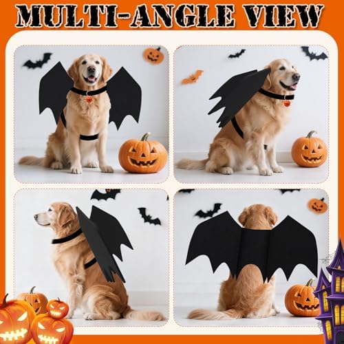 Dog Halloween Costumes for Large Dogs, Dog Bat Wings with Pumpkin Bell Pet Halloween Cosplay Party Dress Up (Large) - Image 2