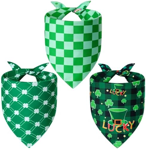 St. Patrick's Day Dog Bandanas XLarge 3PCS, Green Scarf for Boy Girl - Image 2