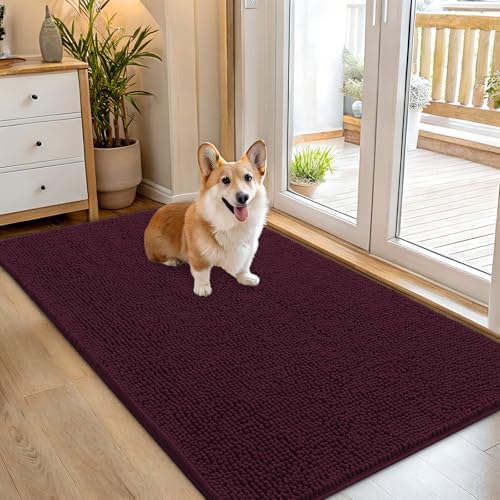 OLANLY Dog Door Mat for Muddy Paws 70x32, Super Absorbent Chenille Mud Mat by OLANLY