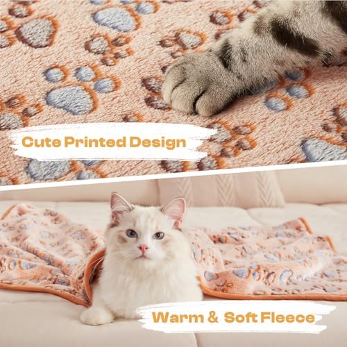 Luciphia 1 Pack 3 Blankets Super Soft Fluffy Premium Fleece Pet Blanket Flannel Throw for Dog Puppy Cat Paw Brown/Pink/White Large(41x31 inch) - Image 2